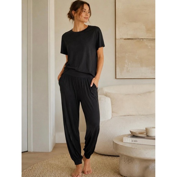 Quince Pants - QUINCE Butter Soft Modal Jogger Pants Women Small Black Loungewear Pockets